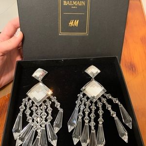 Balmain x H&M crystal chandelier earrings